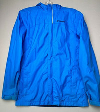 Columbia Omi-Tech Blue Hooded Rain Jacket Waterproof Hiking Shell Boy's XL