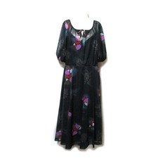 Vintage French Maille de France Black Polyester Dress Size 42 Excellent