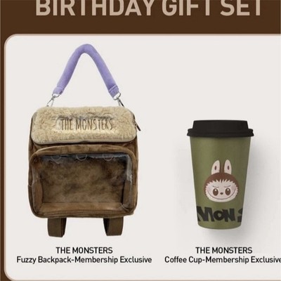 POP MART Membership Exclusive The Monsters Birthday Gift Set Backpack Coffee Cup