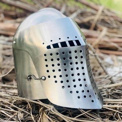Medieval Barbute Bascinet Steel Helmet Knight Armor Cosplay LARP