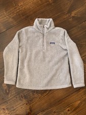 Patagonia Fleece Pullover Quarter Zip Gray Women's Size Large Fuzzy Sweater