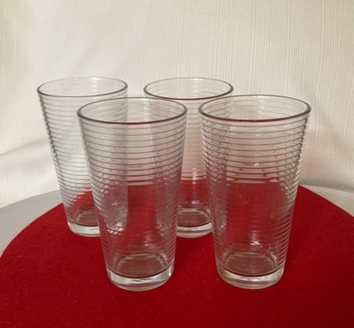 PASABAHCE Set of 4 Clear Glass 16 oz DORO LINE Tumblers Drink Glasses Turkey