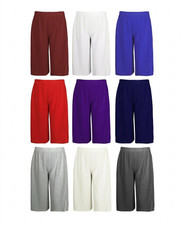 Womens Print Culottes Ladies Plain Elasticated Waist Shorts Pants Plus Size 8-30