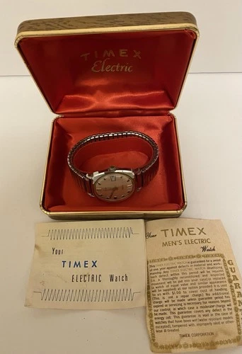Vintage Timex Electric Men’s Wrist Watch W/ Case, Papers