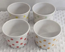 Crate & Barrel Melamine  Bowls Polka Dot Ice Cream Bowl Lot Set Of 4 Confetti