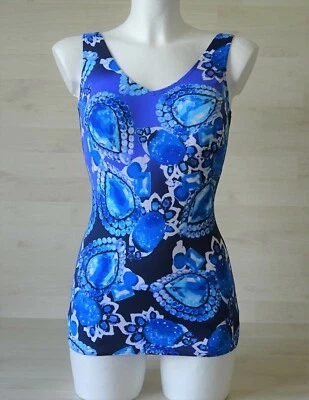 Damen Badeanzug Schwimmanzug Bademode Einteiler Floral Schwarz Schößchen C - Bild 1 von 4