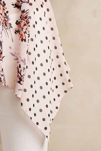 Anthropologie Vanessa Virginia Polka Dot Mix Media Hanky Hem Tank Top SZ Small S - Picture 7 of 9