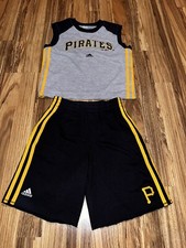 Adidas Pittsburgh Pirates MLB 2 Piece Set Shirt  Shorts Outfit Boys Sz 5 6