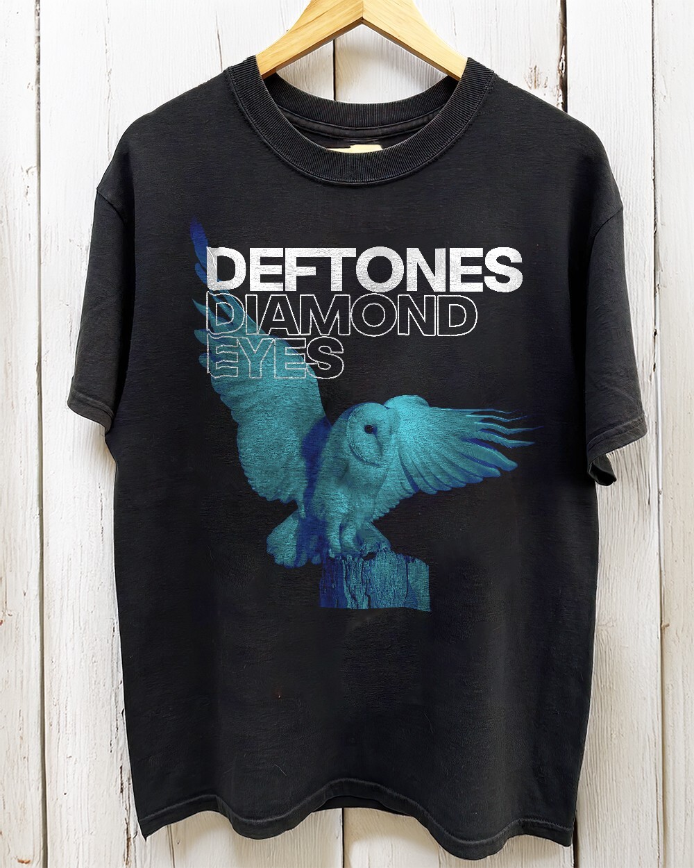 HOT! Deftones Band Diamond Eyes Blue Owl Unisex Black T-shirt Size S-5XL