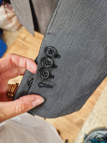 Marc Jacobs blazer uomo grigio UK 38” tuta italiana giacca occhio di uccellino cotone ricco - Foto 6 di 10