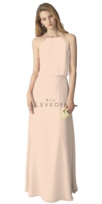 shell pink bridesmaid dresses A-Line Floor Length Tulle Maxi Bridesmaid Dress Pleated Halter Wedding Guest Dress COCOMELODY CB0334, Watermelon