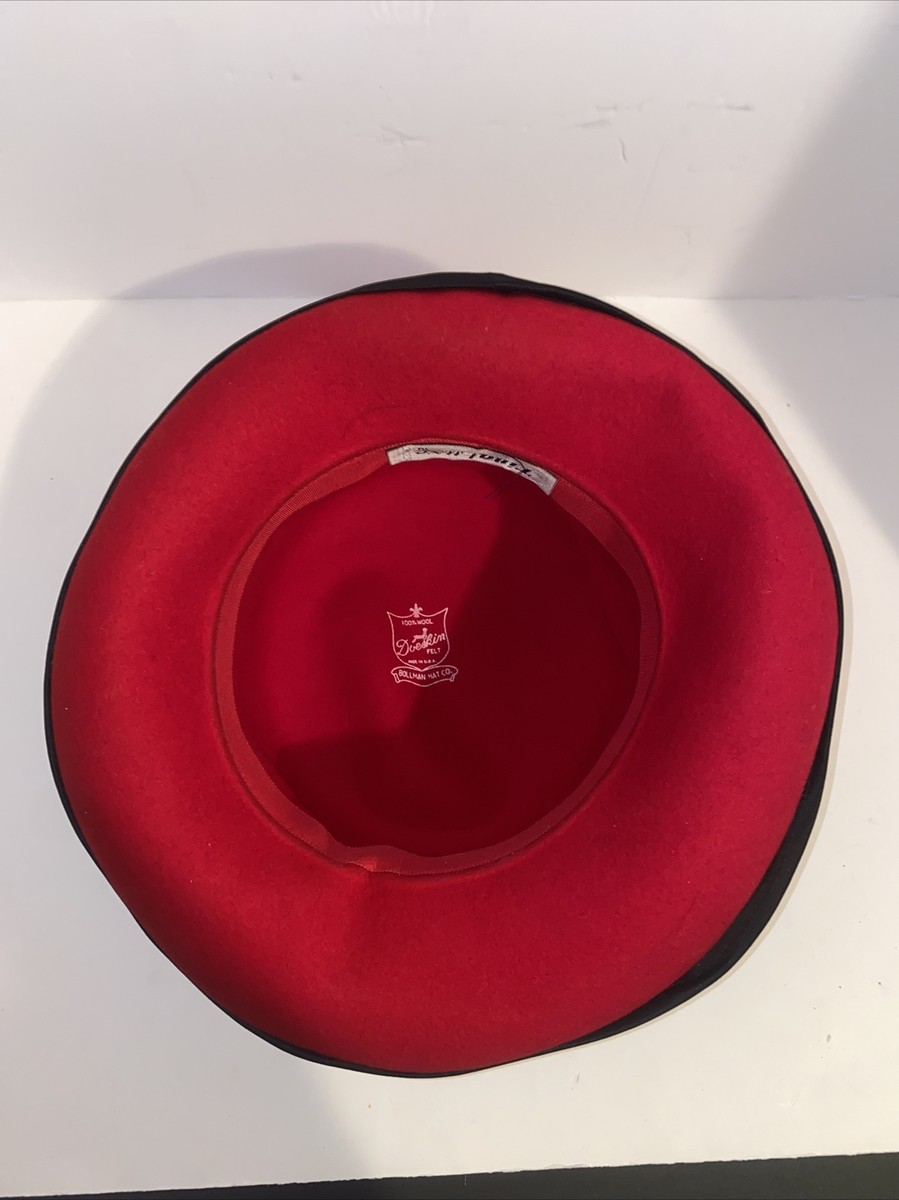 GEO W BOLLMAN RED 100% WOOL FELT VINTAGE  HAT  MADE IN USA Vtg Michelle Doeskin Felt 100% Wool Geo W Bollman & Company  main image 4