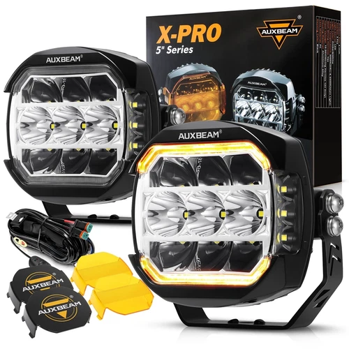 AUXBEAM LED Driving Light Pods 5" Inch 174W Spot Flood Combo w/ Side Shooter DRL