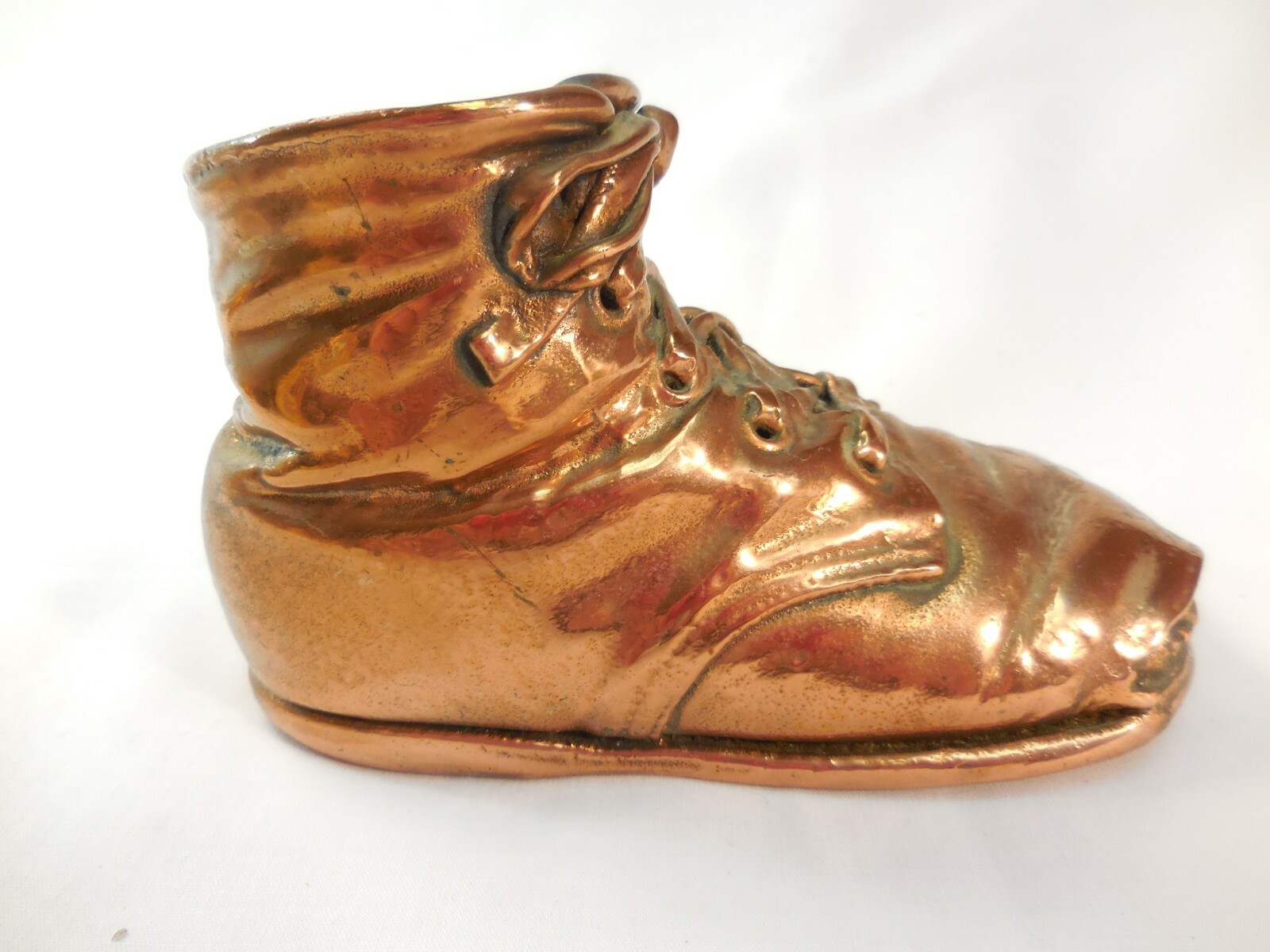 Vintage Bronze Baby Shoe 5 1/4" Plated Over Coming Apart Toes 2898