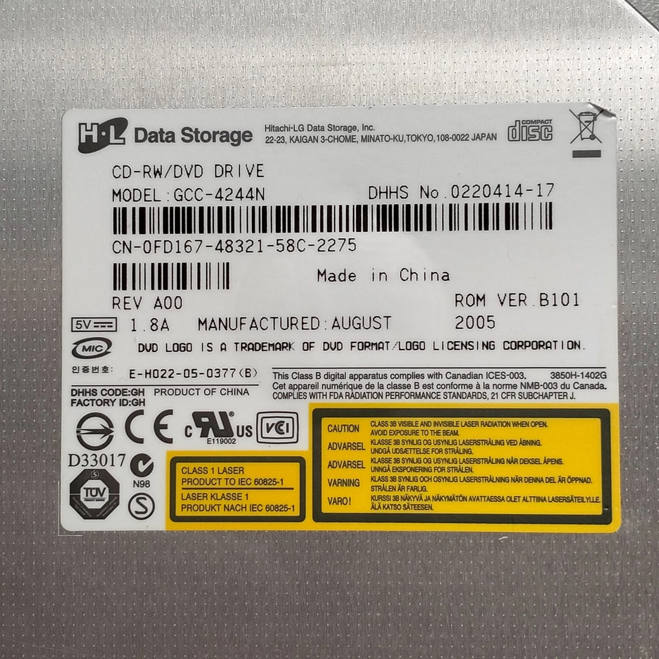 Genuine Hitachi LG GCC-4244N CD-RW/DVD-ROM Optical Drive Dell 8W007-A01 0YC496 - Image 3 of 4