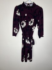NWT Ann Taylor Factory Long Sleeve Sheathe Dress Purple Black White Career XS