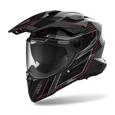 Airoh Commander 2 Carbon Stylish Motorradhelm (Carbon/Schwarz/Rot) Gr: M (57)
