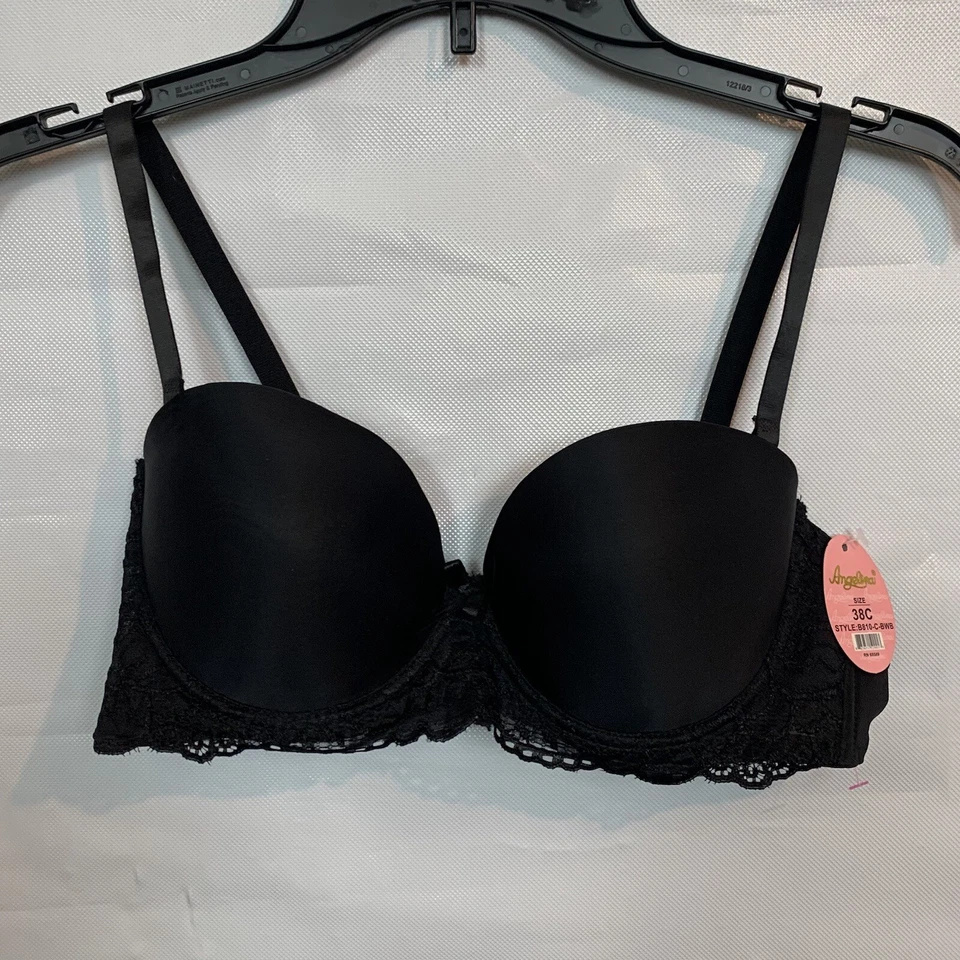 Sujetador Angelina para mujer nuevo con etiquetas negro acolchado con aros cierre de gancho talla 38C Foto 2 de 4