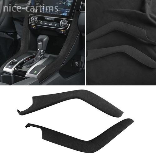 Suede Black Gray Central Control Gear Shift Side Trim For Honda Civic 10th 16-21
