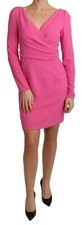 DOLCE & GABBANA Dress Rayon Pink Plunging Bodycon Sheath Mini IT42/ US8/ M $1800