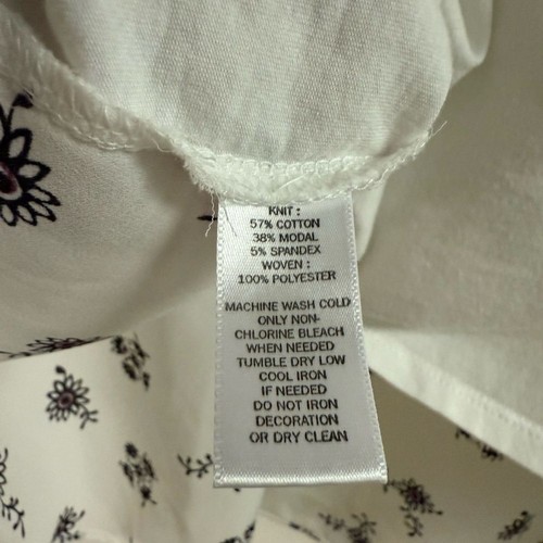 Loft White Floral Mixed Media Top Size XL - Picture 4 of 4