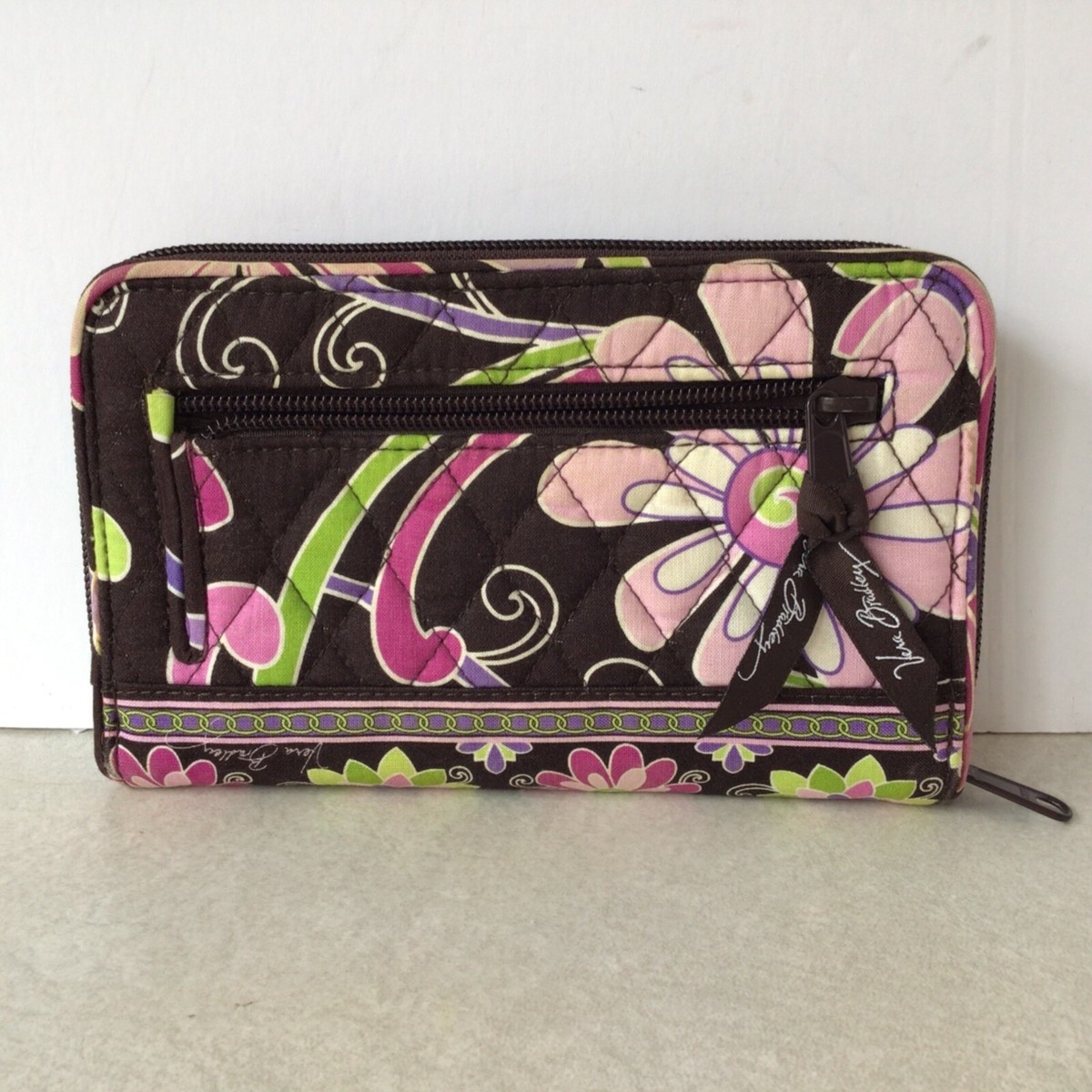 VERA BRADLEY RETIRED Purple Punch Turn Lock Wallet Clutch Zip 