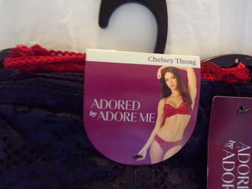 Womans Sexy Adored By Adore Me 2 Pk Chelsey Lace Thong Size 3X Red&Navy Blue - Picture 7 of 9