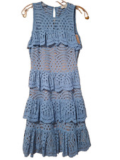 Beautiful Michael Kors Size XXS Lined Blue Lace & Ruffle Dress Machine washable!
