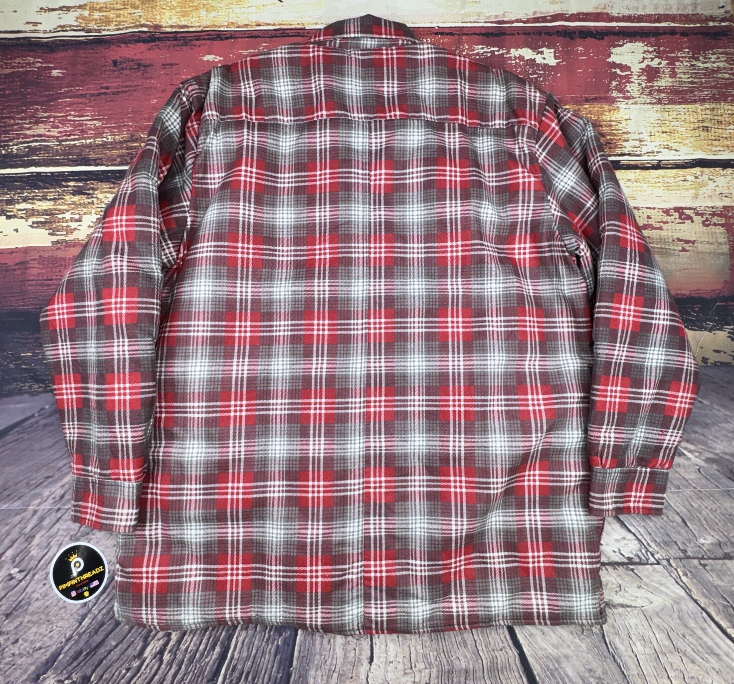 Woodland Flannel Shirt Jac Jacket Quilt Lined Mens Large Tartan Plaid Shacket