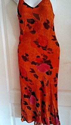 e. b. company women's summer dress viscose apricot roses size S 32 34 New