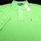POLO RALPH LAUREN SHIRT -XL- GREEN TERRY CLOTH -BLUE PONY -GOLF -VTG COTTON POLY