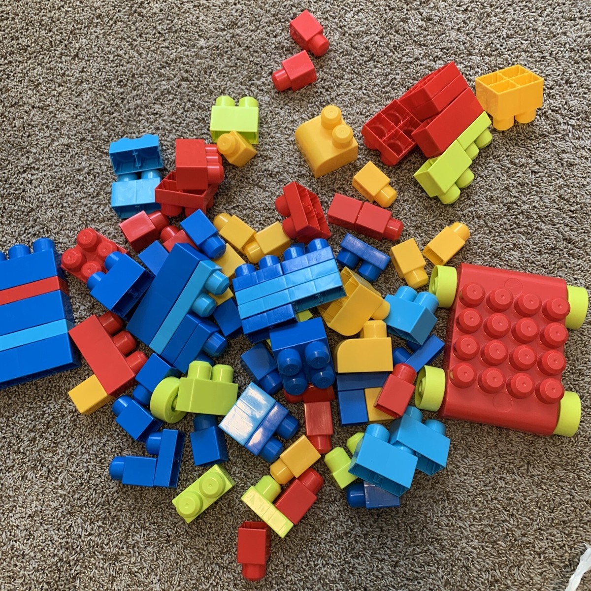 Large Lot Of Mega Bloks My First Builders Blocks, With Big Red Car Base EUC