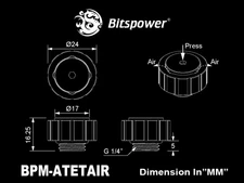 Bitspower Artemis Manual AIR-Exhaust Fitting, Sandblast Silver