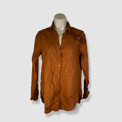 $128 Michael Stars Women's Brown Joanna Button-Up Shirt Top Size XS