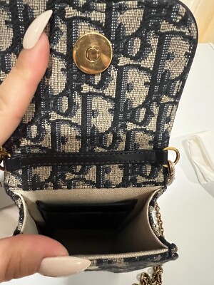 Christian Dior Saddle Pouch Chain Shoulder Bag Blue Dior
