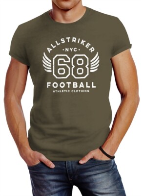 Men's College Design Script NYC 68 Football Athletic Clothing T-Shirt