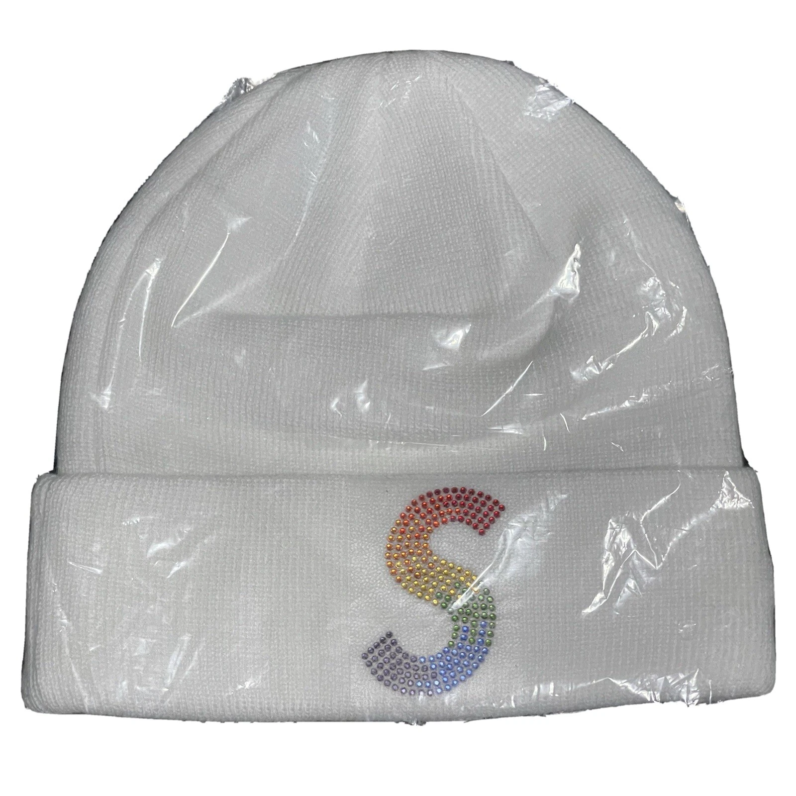 Bonnet blanc avec logo Supreme x New Era x Swarovski S   SS21   Neuf (DS)