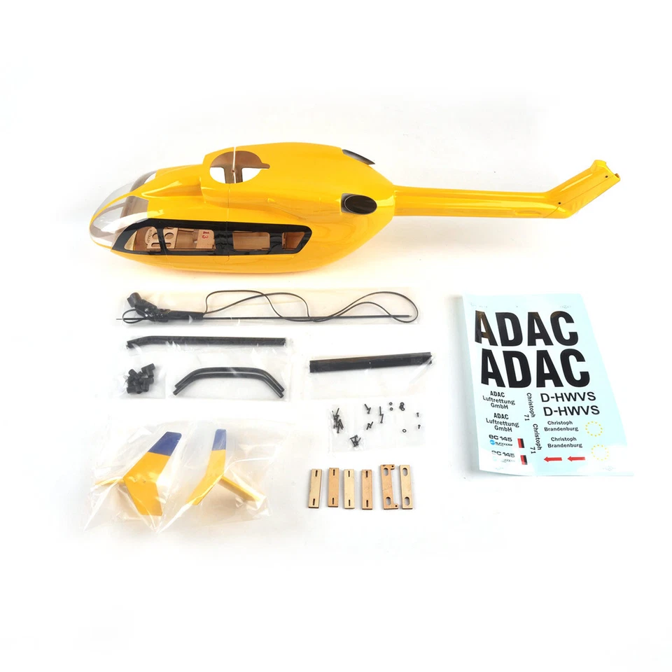 450 EC-145 Heli 450 Size RC Pre-Painted Fuselage YELLOW BLUE Painting RC Model - Image 2 of 4