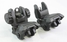 Black Polymer Picatinny Flip-Up A Pair Front  Rear Combo Sights Dual Aperture
