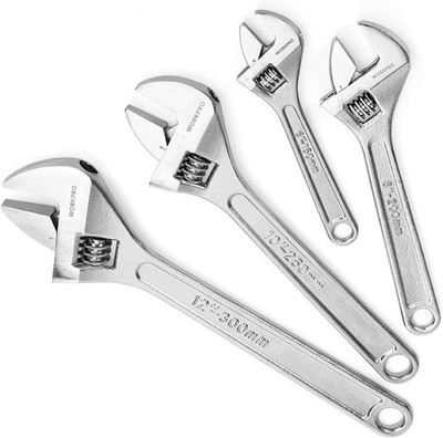 4-Piece Adjustable Wrench Set, Forged, Heat Treated, Chrome-Plated (6-Inch, 8...