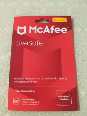 McAfee Live Safe 2026 - Unbegrenzte Geräte 1 Jahr Vollversion 