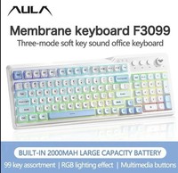AULA F3099 Wireless Keyboard, Rechargeable RGB Mechanical Keyboard, Light Blue