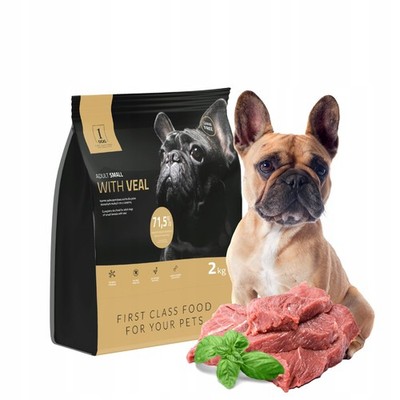 Hundefutter Trockenfutter Hund 2kg getreidefrei mit Kalb für kleine Rassen 1DOG