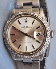 1971 Rolex Oyster Perpetual Date Watch 1500 Automatic 34mm Custom Diamond Bezel
