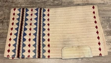 HEAVY RED /WHITE / BLUE WOOL SADDLE BLANKET 32'' X 37''