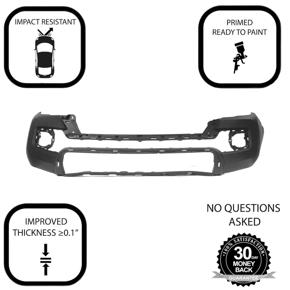 Cubierta de parachoques delantero para Toyota Tacoma 2016-2020 con orificios de luz antiniebla TO1000414 Foto 3 de 4