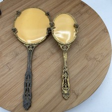 Vintage Hand held Ornate Vanity Mirror Brush set