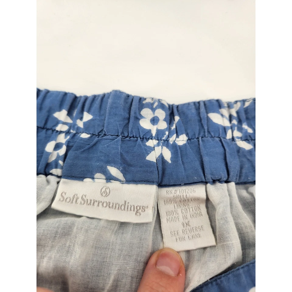 Suave Envolventes 1X Maxi Falda Azul Blanco Estampado Floral Corbata Cintura Elástica Foto 3 de 4