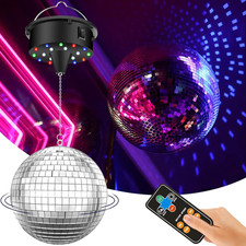 Disco Ball with Motor and Light, 5/8/10/15 RPM Variable Rotating Speed Disco Mot