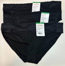 NWT 3 Warner's No Pinching No Problems Bikini Panties Black Size 7/L